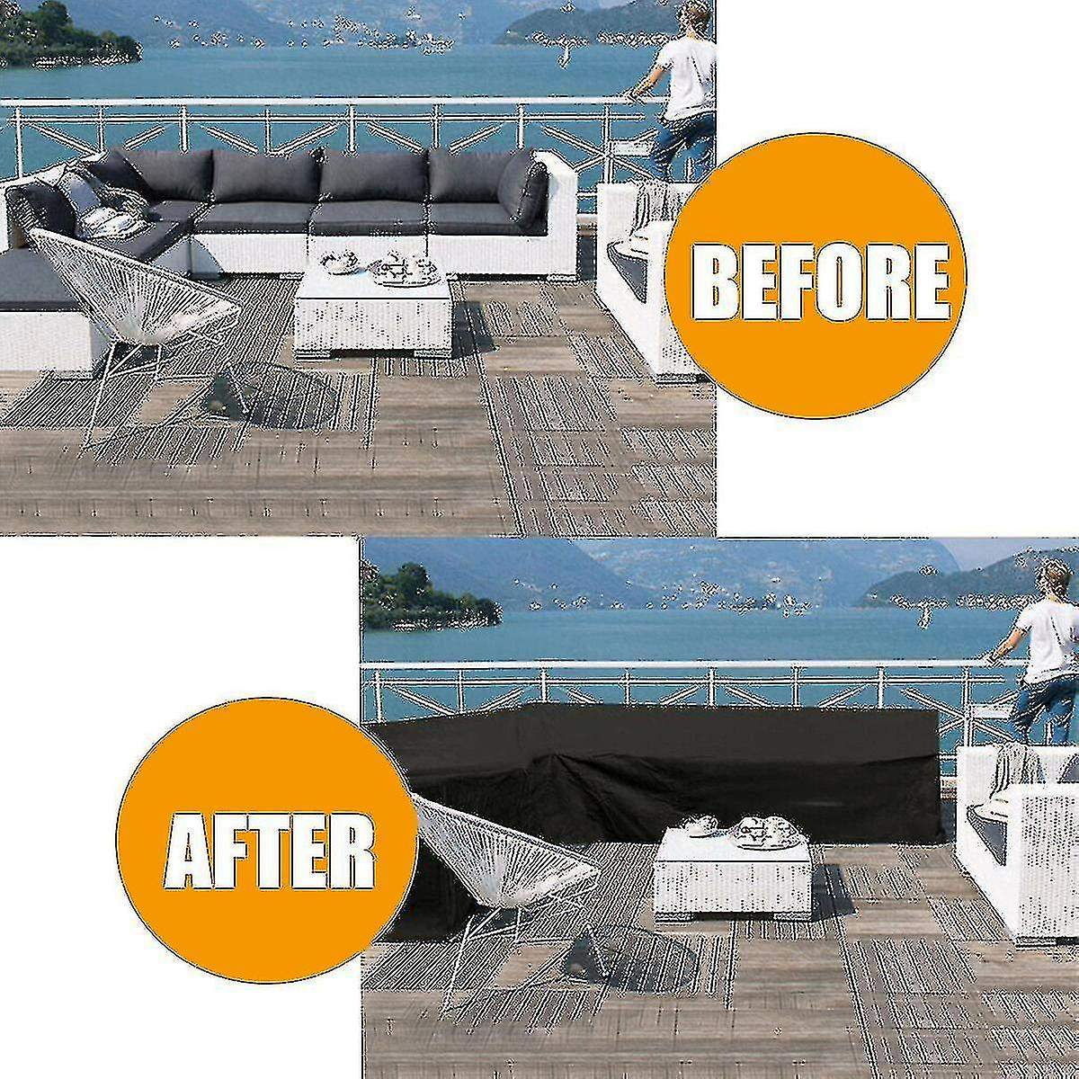 12 Sizes L-Shape All-Weather Cover Waterproof Rattan Corner Furniture Protector Garden Patio Outdoor Sofa Cover Dust Cover215*215*87cm - Image 4