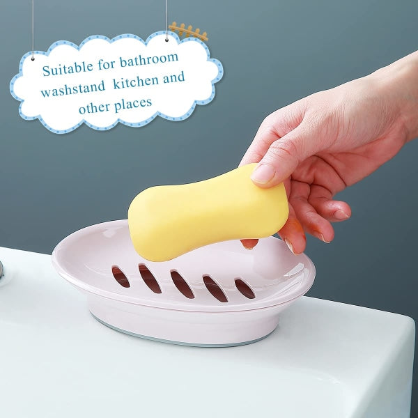 2-pack soap dish, plastic soap cups, non-slip soap dish, soap holder, shower with drip tray, easy-clean soap saver (pink) - Image 5