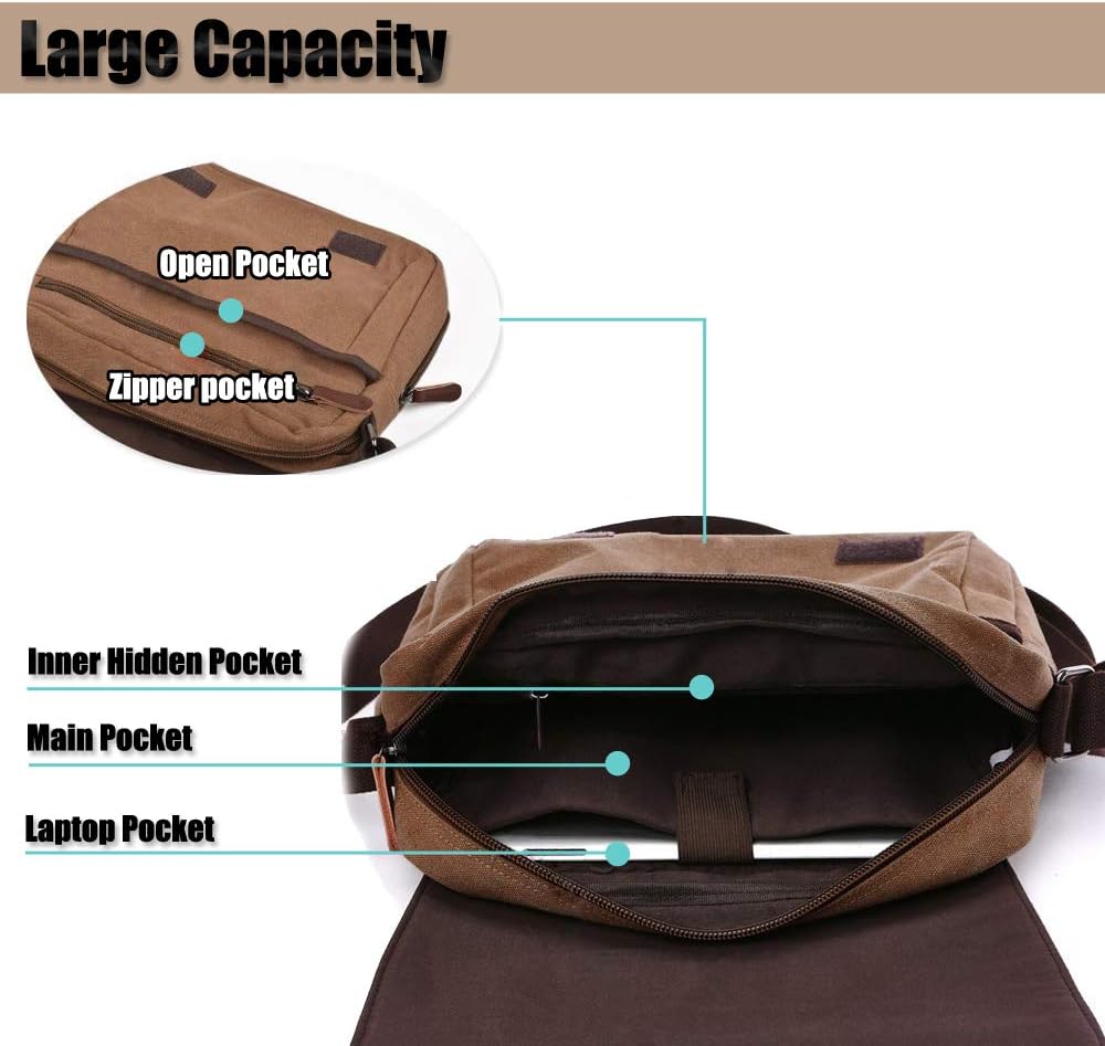 Men's shoulder bag canvas shoulder bag laptop bag school bag - Image 5