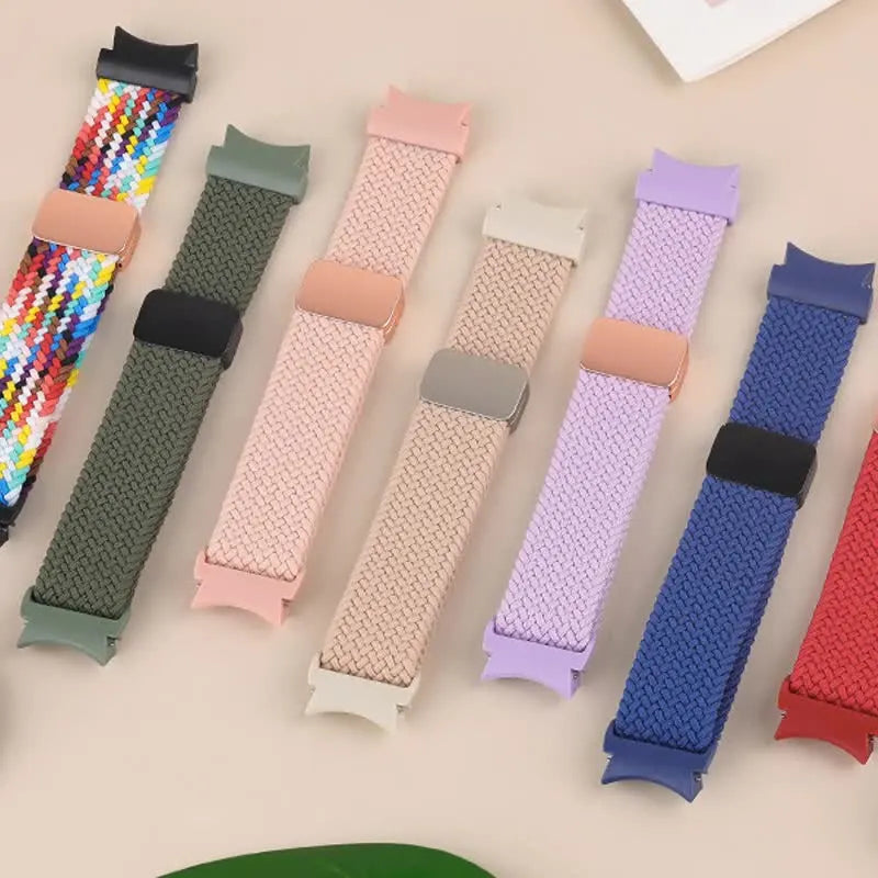 Braided Strap for Samsung Galaxy Watch 6 4 classic/5 Pro 45mm 47mm 43mm 44mm 40mm Magnetic Strap Without Gap Galaxy Watch 6 Band Inverness Green Inverness Green watch 4 40mm 44mm - Image 3