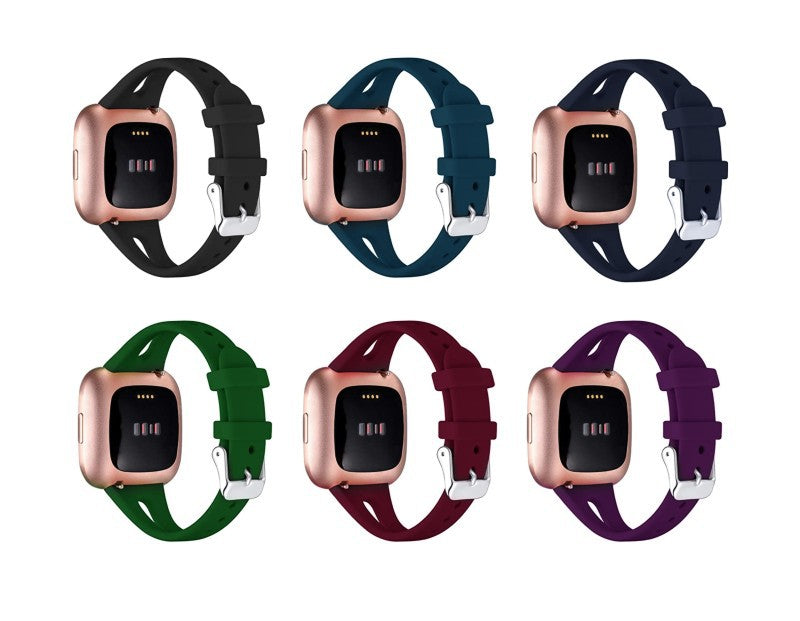 Thin Watch Bands, Compatible with Fitbit Versa 2 Band/Fitbit Versa/Fitbit Versa Lite/SE, Silicone Replacement Strap for Smartwatch Black S - Image 4