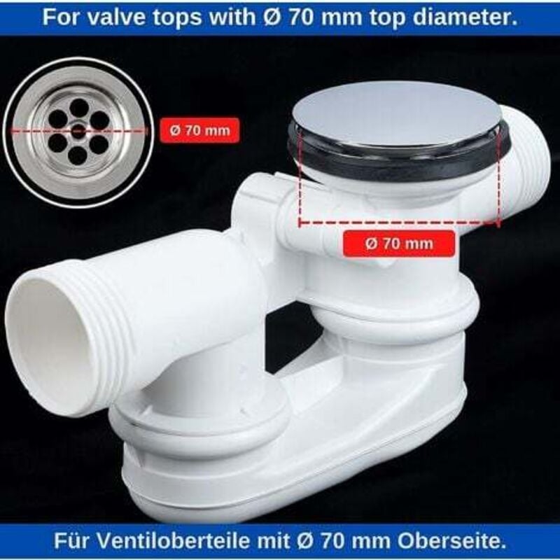 Universal Bathtub Stopper Ø70mm, Adjustable Height, Double Seal, Chrome Brass, Stainless, Compatible with Most Sinks & Bathtubs - Image 5