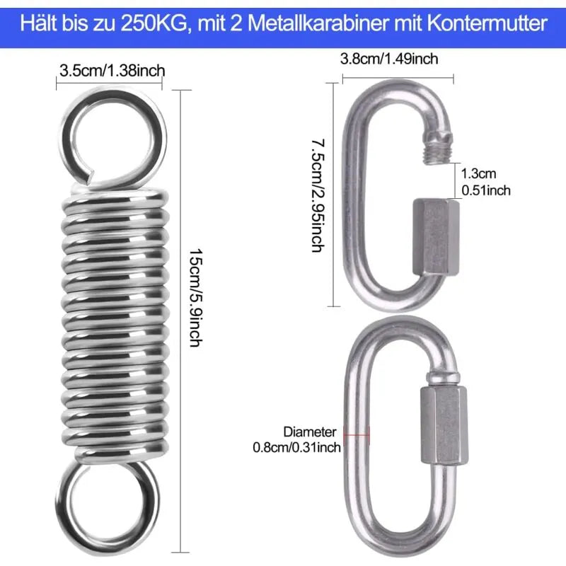 Ceiling Mount Hanging Chair Spring, Hammock Hanging Hooks Kit Stainless Steel 360° Rotation Ceiling Mount up to 450 kg - Image 4