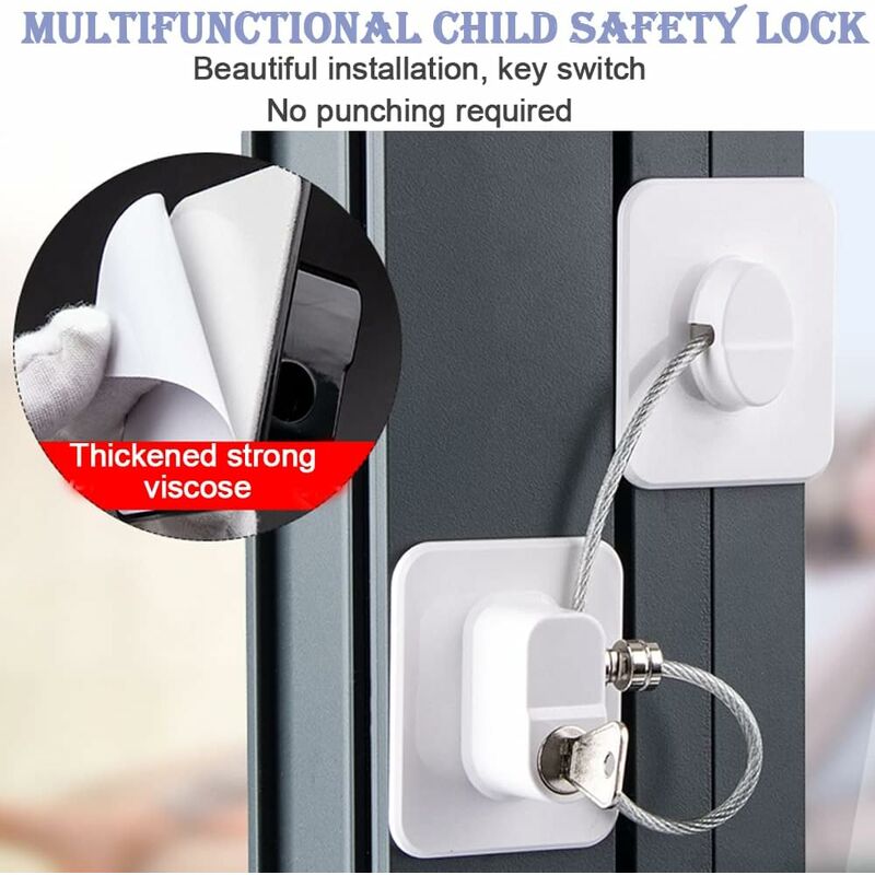 pcs Child Safety Window Locks, Refrigerator Locks for Children, Lock Refrigerator Door Cabinet Window with 8 Keys, Window Safety - Image 4