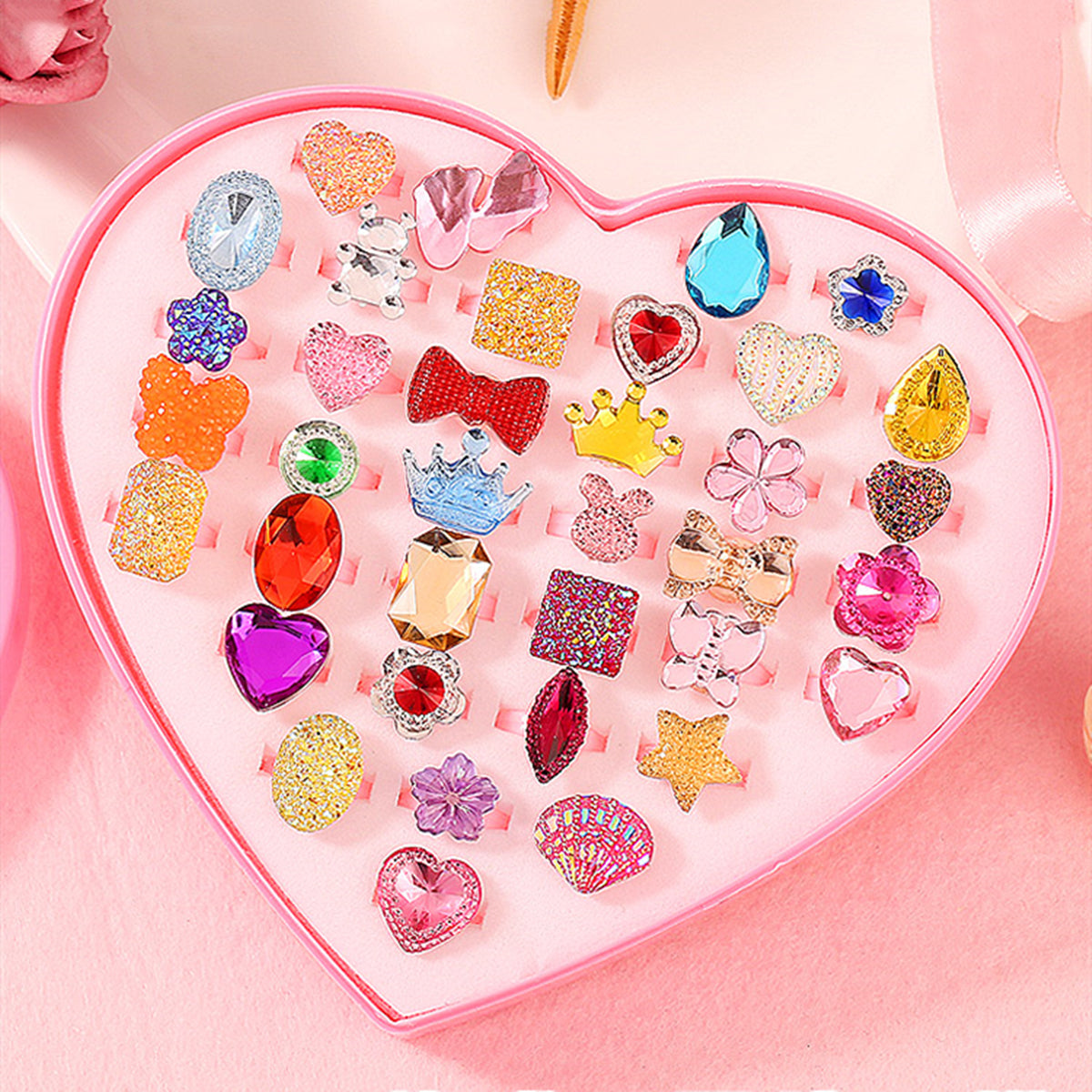 Princess Ring Charm Finger Rings Toy Jewelry Children Party Gift 36pcs/lot