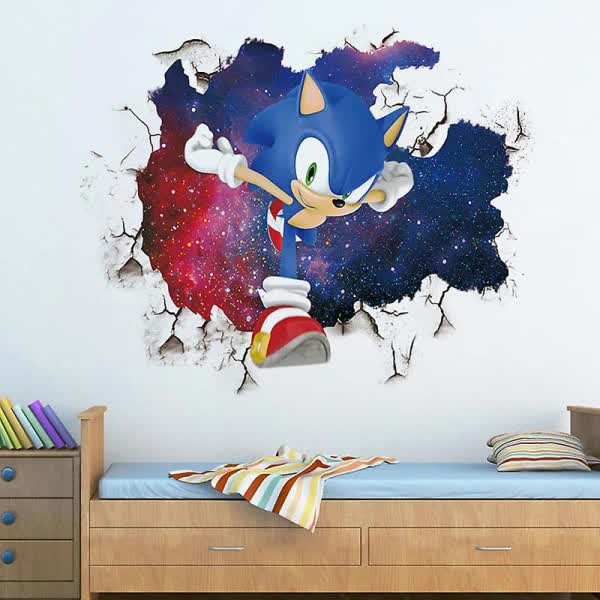 3D Sonic wall sticker children's room graffiti decoration 3D Brok - Image 3