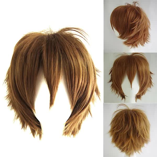 /NN/ Wig Short Style Adjustable High Temperature Fiber Men's Anime Cosplay Hairpiece for Party Burgundy - Image 2