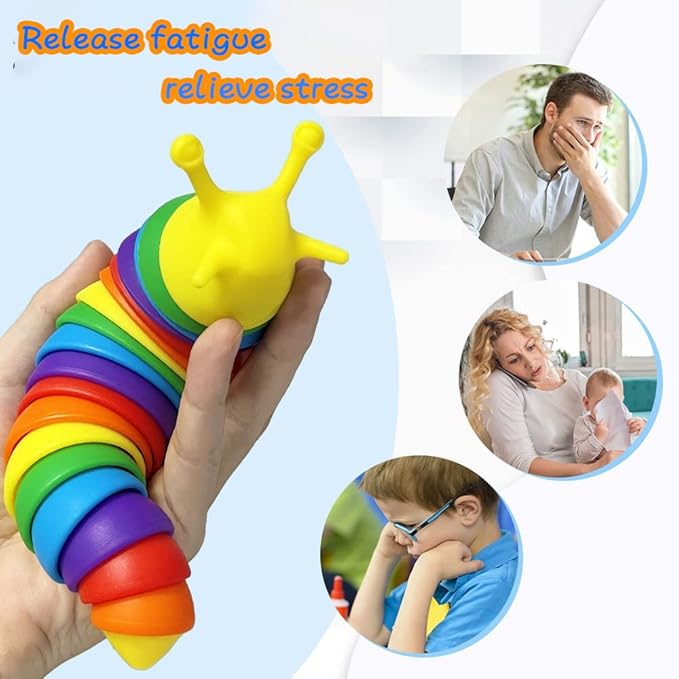 Fidget Slug, 3D Sensory Slug Fidget Toy, Funny Crawling Slug Fidget Toy Black purple 14CM - Image 4