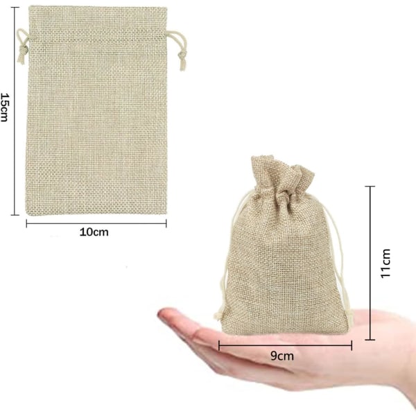 30pcs Drawstring Linen Bags, Linen Packaging Bags, Yellow Jute Gift Bags Jewelry Bags 10*15CM-tfrf - Image 5