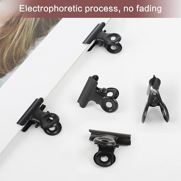 50 Pieces Hinged Metal Clips Strong Spring Black Bulldog Clip 22mm Metal Clips Small Paper Clip for Files Food Bags Photo - Image 5