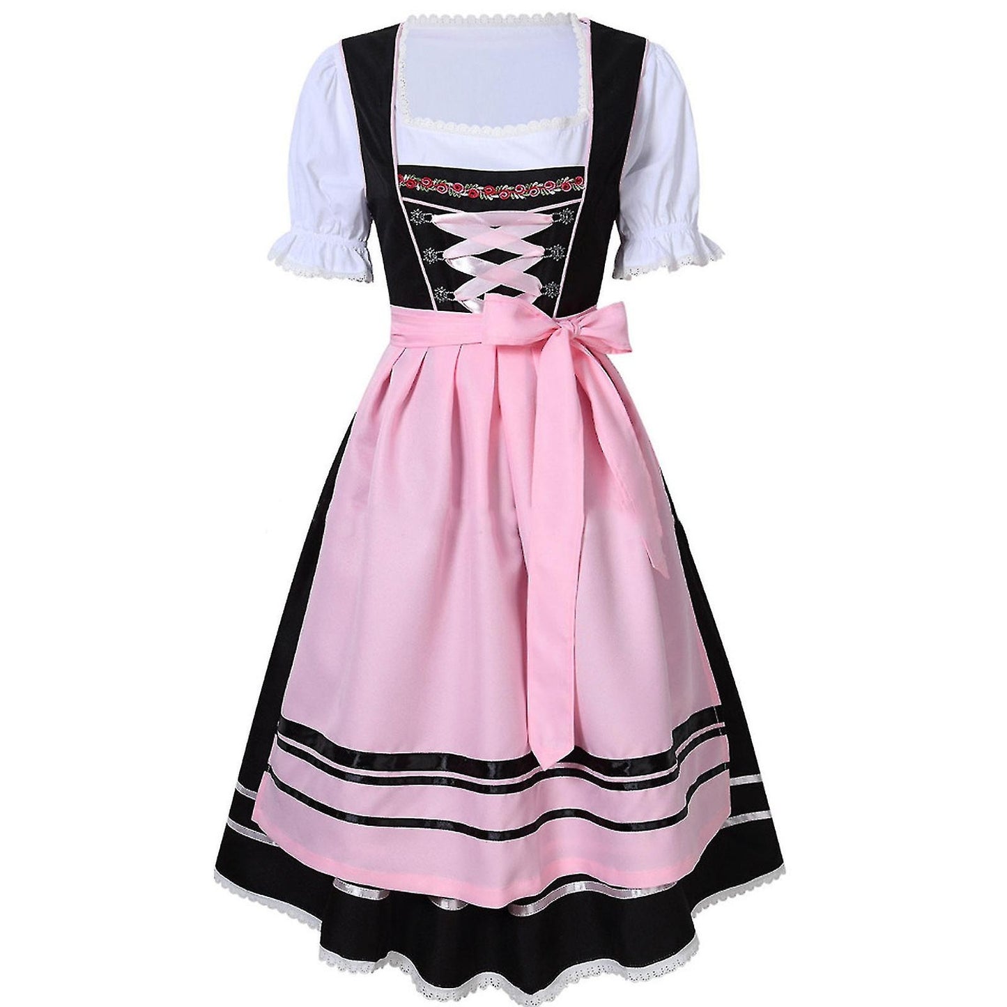 German Oktoberfest Costume for Women - Traditional Bavarian Beer Carnival Fraulein Cosplay Maid Costume - Black - Perfect Black XXL - Image 5