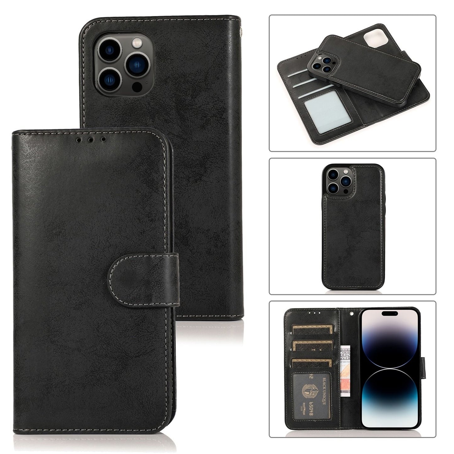 iPhone 16 Wallet Case Magnet Black Black_max Black