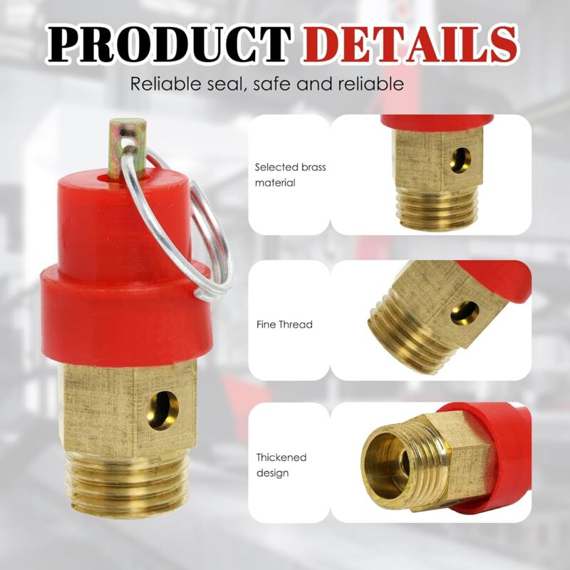 Air Compressor Safety Valve G1/4 Male Connector 115 PSI Set Pressure Red Capsule Compressor Air Pressure Safety Valve 1pc - Image 4