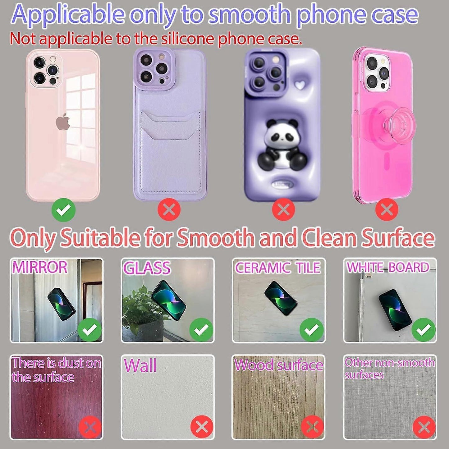 New Silicone Suction Cup Phone Case Mount Double Sided, Phone Accessory Handsfree Strong Grip Holder for Selfies and Videos White - Image 5