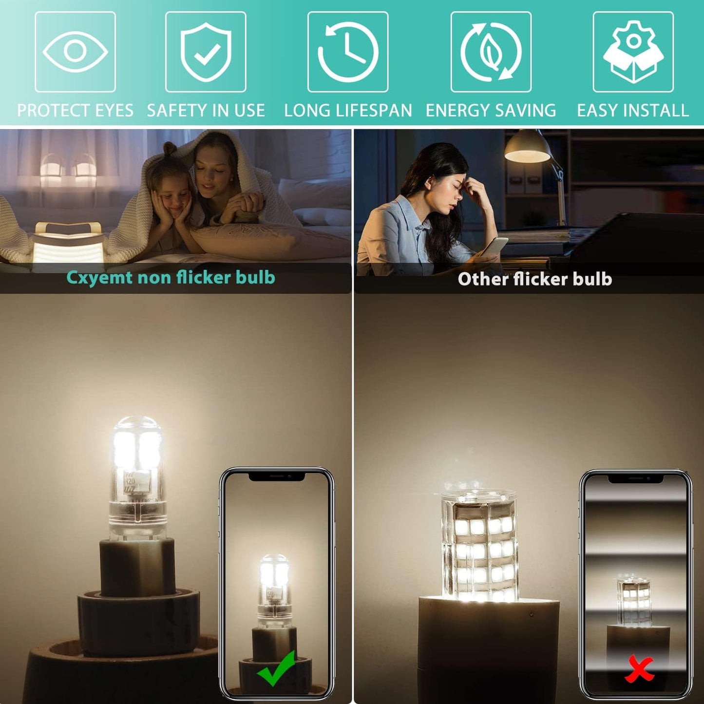 G9 LED bulbs 1.5W equivalent to 20W halogen natural white light 4000K, AC 220-240V, non-dimmable, mini bulb, flicker-free, 6-pack_MGF - Image 4