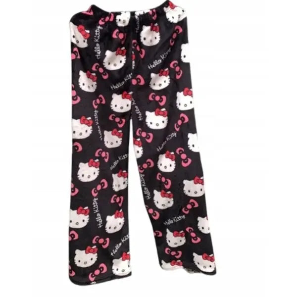 HelloKitty Cartoon Flannel Pajamas, Plush and Thick Insulation, Pajamas for Women - Black - Pink Black - Pink M Black - Pink M-yux Black - Pink M