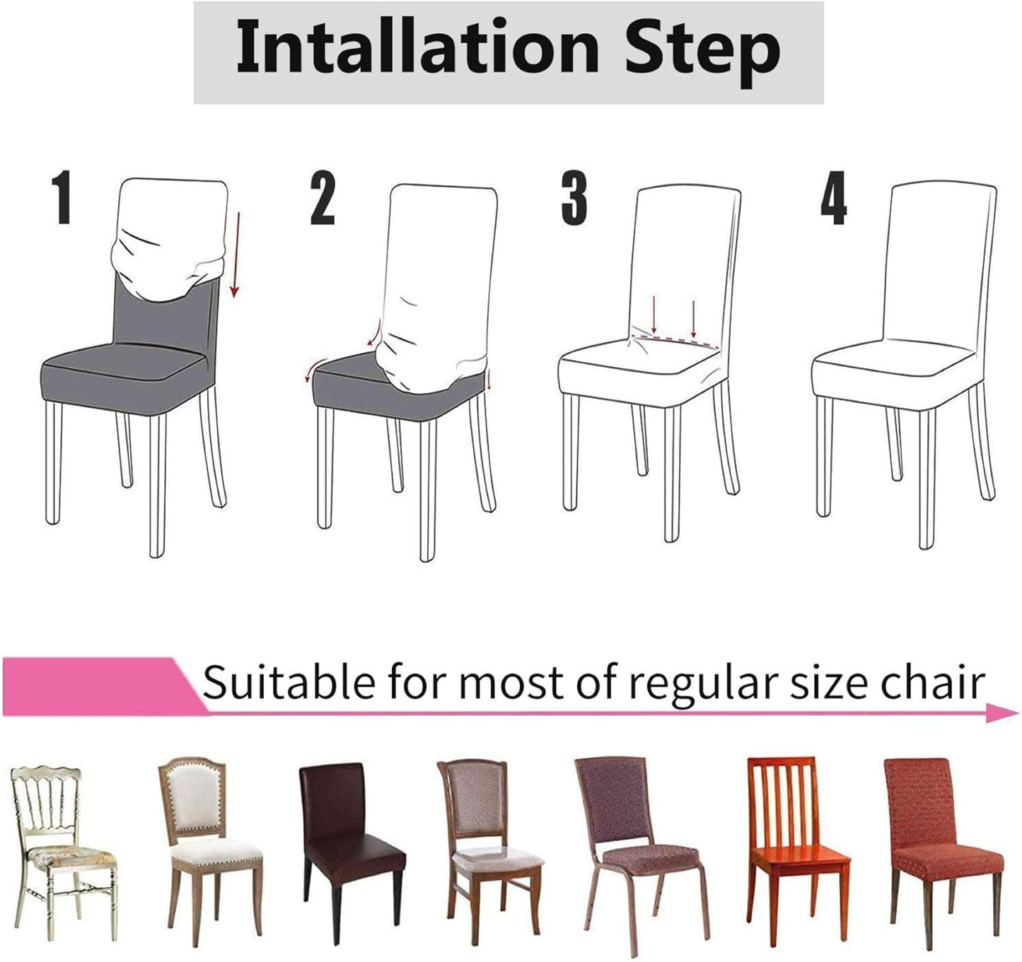 Chair Covers Set of 4 or 6, Stretch Removable Washable Chair Covers Decoration Slipcovers Seat Covers for Hotel Wine Red-tfrf wine Red 6pcs - Image 5