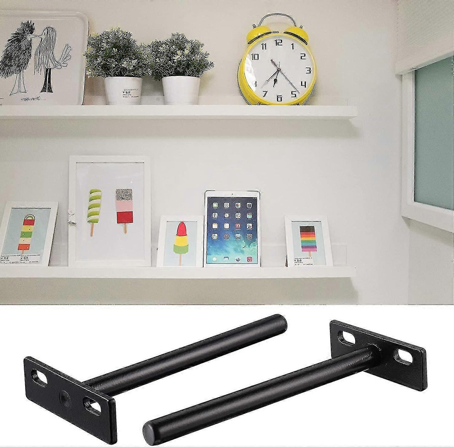 pcs Floating Shelf Bracket, Invisible Metal Shelf Bracket, Heavy Duty Hidden Shelf Bracket, Invisible Shelf Bracket for Wood - Image 5