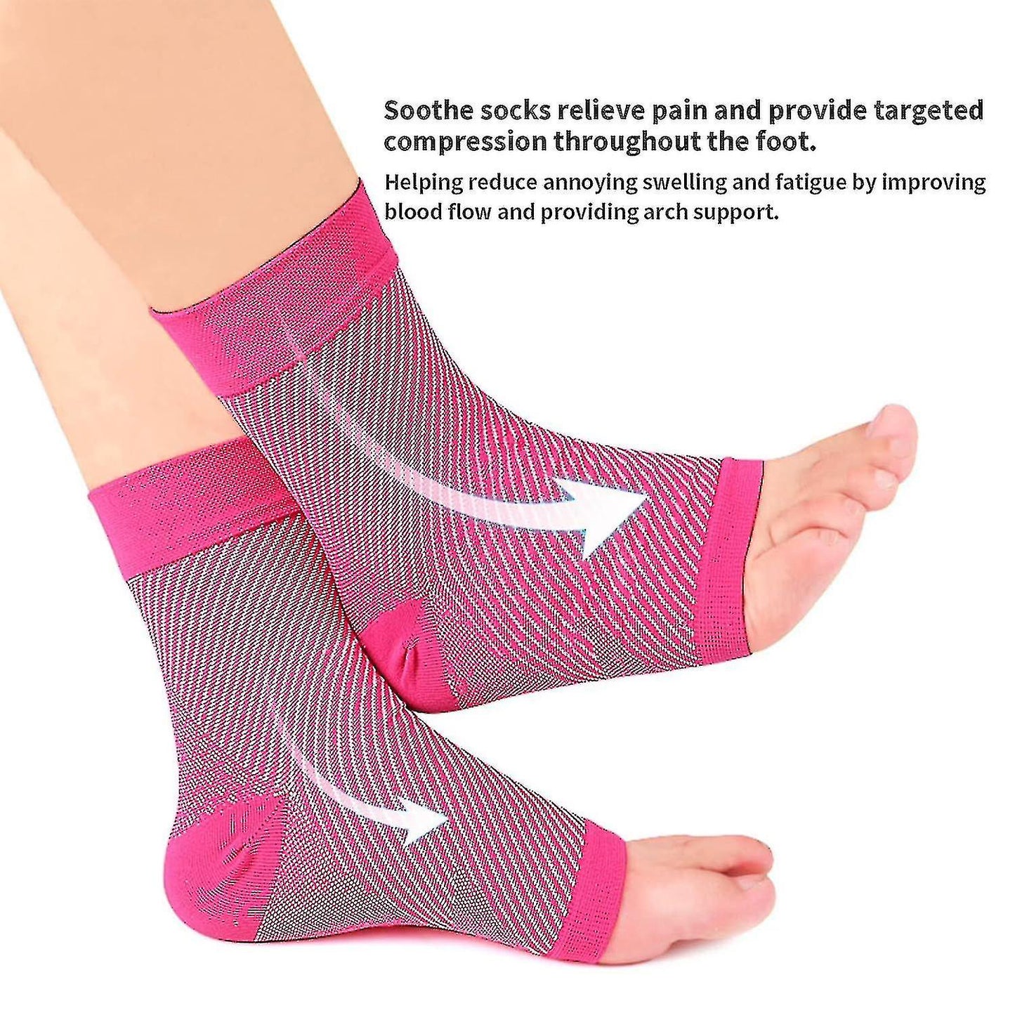 Pairs Neuropathy Socks, Soothing Socks for Neuropathy Pain, Tendinitis Compression Socks, Plantar Fasciitis, Neuropathy - White - L XL - Image 5