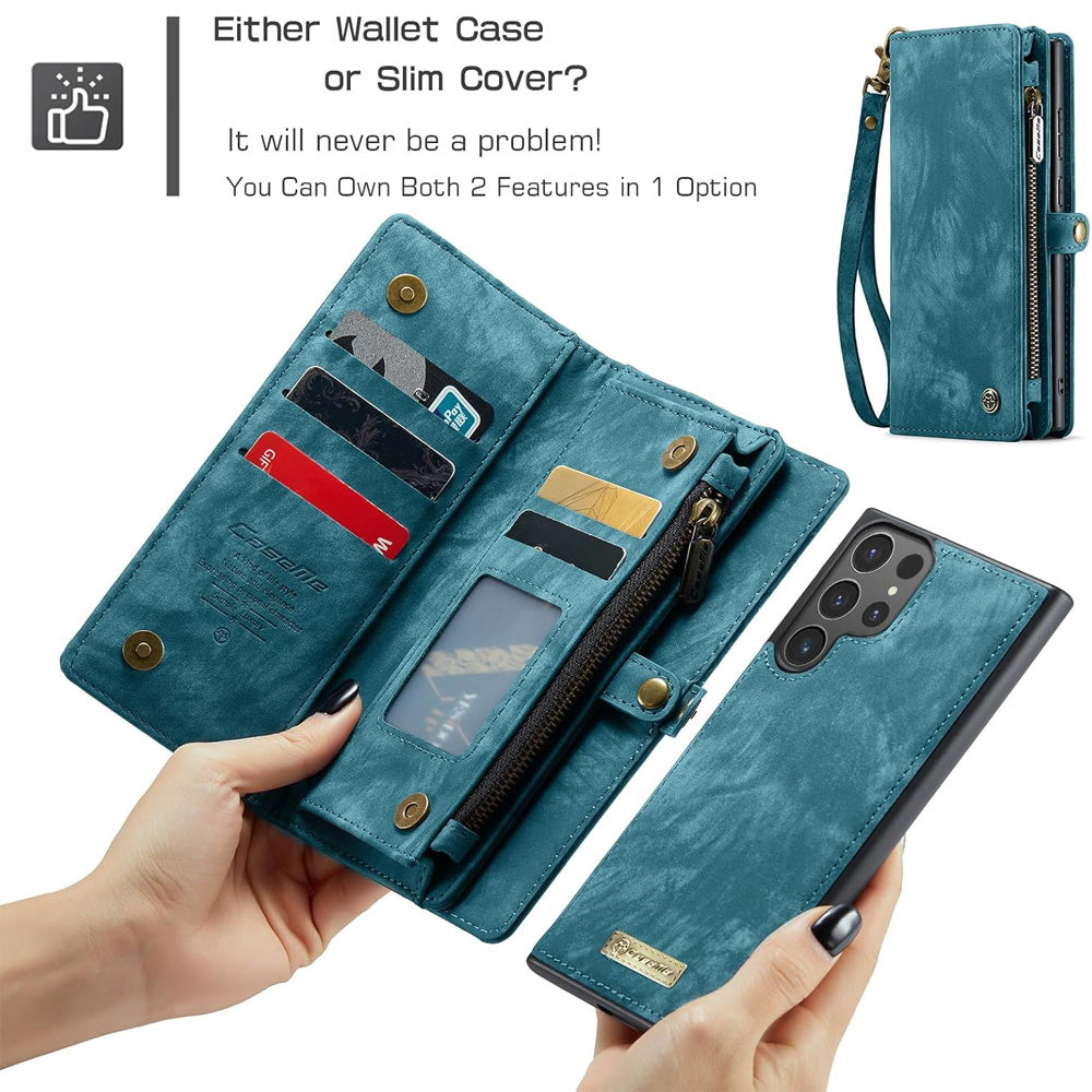 Retro Leather Wallet Case with Card Holder & Magnetic Closure for iPhone 16 & Samsung, Dark Pink Dark Pink \u4e09\u661fS25 - Image 9