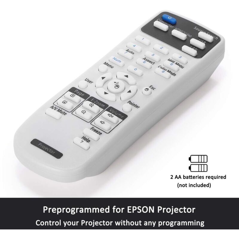 Epson Projector Remote Control Compatible with EB S02 S02H S11 S110 S11H S12 W01 W02 W12 X02 X11 X11H X12 X14 X15 420 425W 430 435W 470 475W 480 485 - Image 4