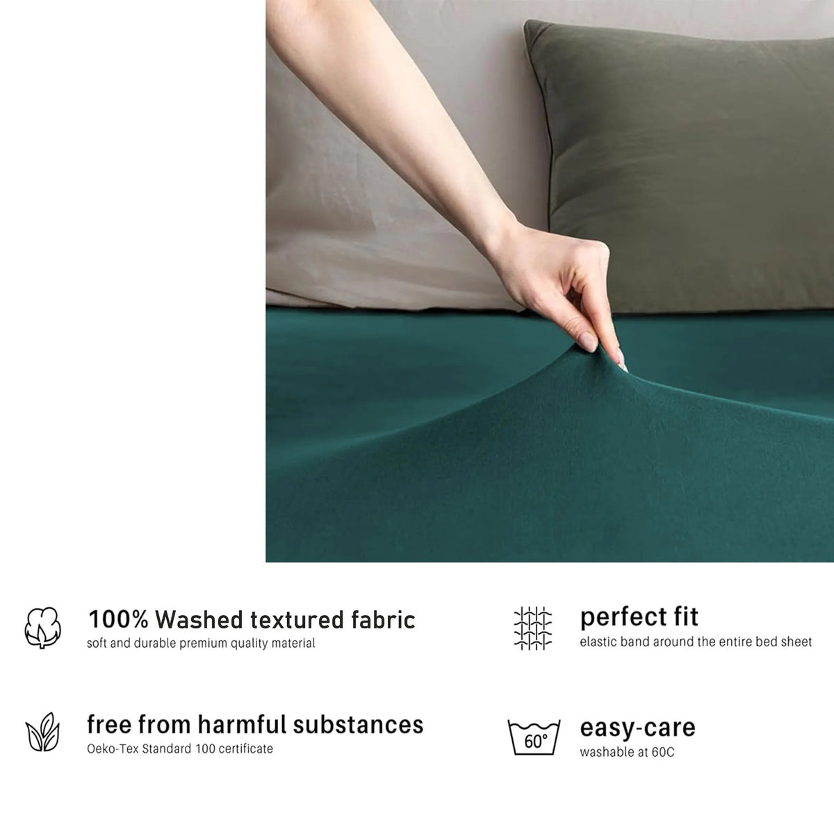 Hotel Quality Fitted sheets - 2 Piece Fitted sheets -Breathable Bedding - Wrinkle, Fade, Stain Resistant- 26inch/40cm Deep Pocket Fitted Bed Sheet-Wrinkle and Fade Resistant,(Biscay blue,King) - Image 5