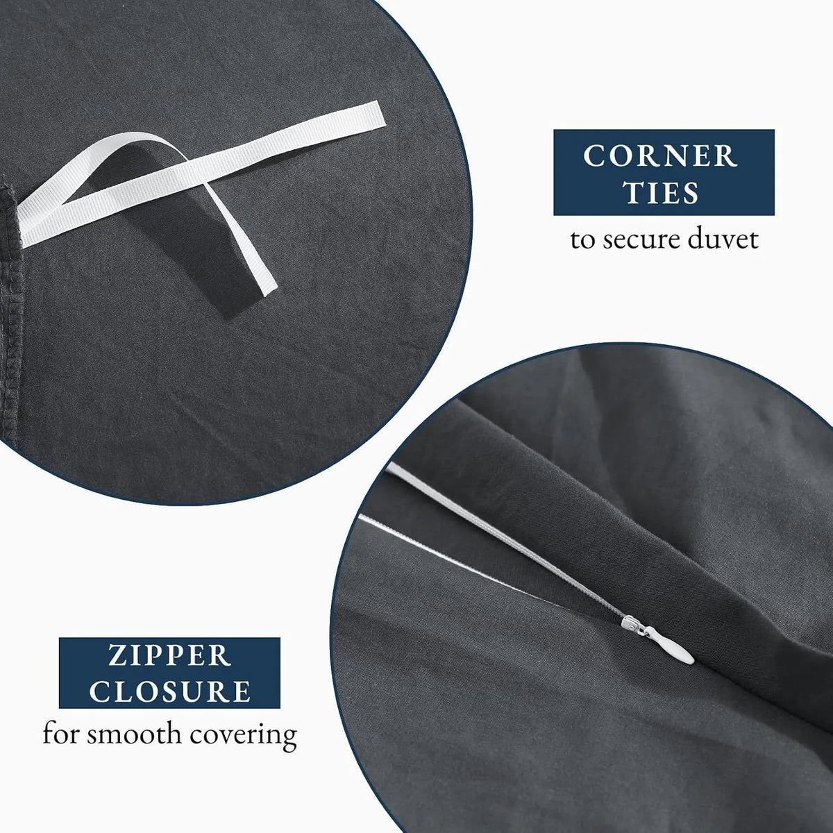 Hotel Soft Microfiber Duvet Cover Set-2000TC Quilt Cover Set & Pillowcases -1 Donna Cover Zipper Closure & 1 x Pillowcases-Breathable Bedding - Wrinkle, Fade, Stain Resistant(Dark gray,Single) - Image 5
