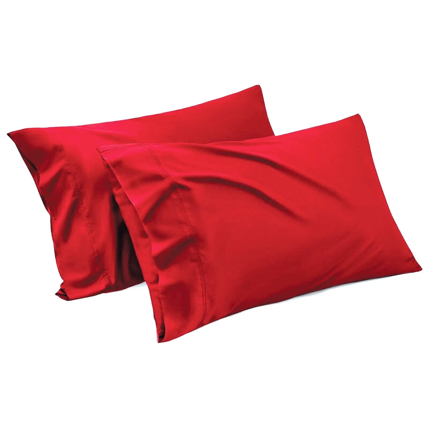1000TC Ultra Soft Microfiber Pillowcases,Pair of Standard Pillow Covers,(red, Standard Size, 48x74 cm)