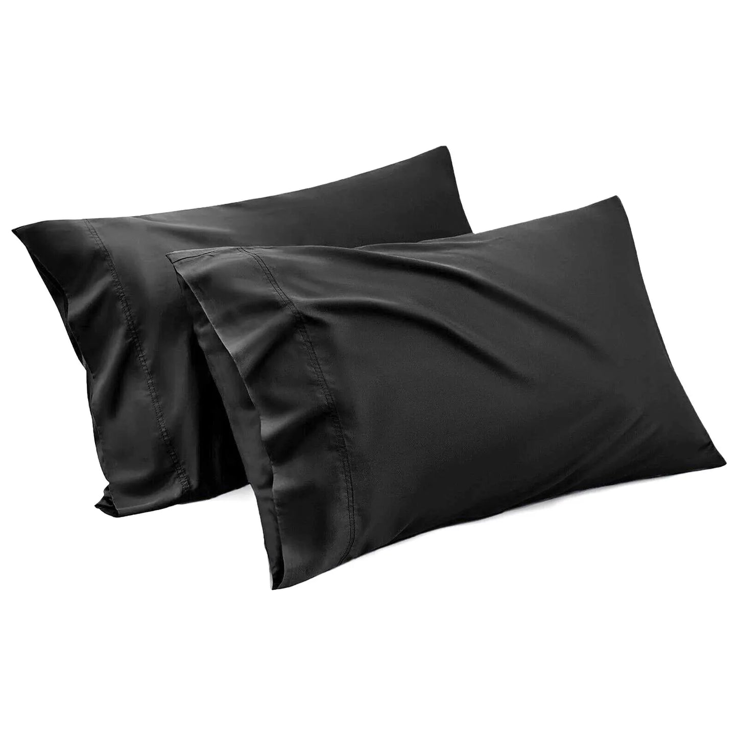 1000TC Ultra Soft Microfiber Pillowcases, Pair of Standard Pillow Covers,(black, Standard Size, 48x74 cm)