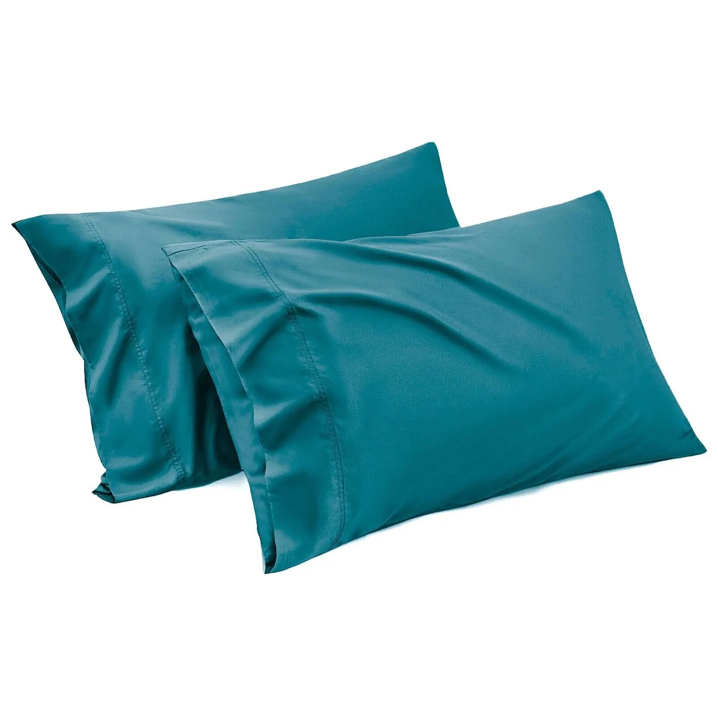 1000TC Ultra Soft Microfiber Pillowcases,Pair of Standard Pillow Covers,(Blue green, Standard Size, 48x74 cm)