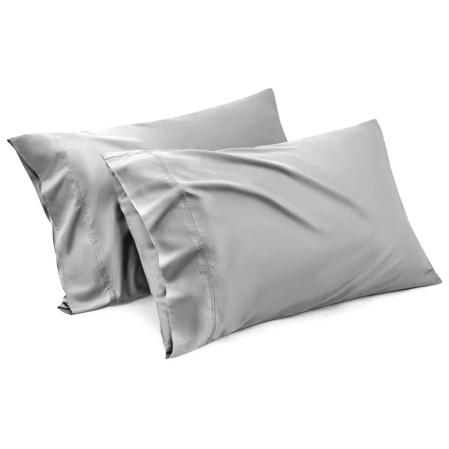 1000TC Ultra Soft Microfiber Pillowcases,Pair of Standard Pillow Covers,(Silver-gray, Standard Size, 48x74 cm)