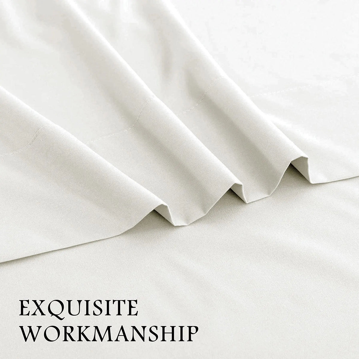 4 Piece Bed Sheet Set- Bedding Sheets & Pillowcases -Breathable Bedding - Wrinkle, Fade, Stain Resistant-Deep Pocket Flat Fitted Bed Sheet Set(Raw white,Double) - Image 4