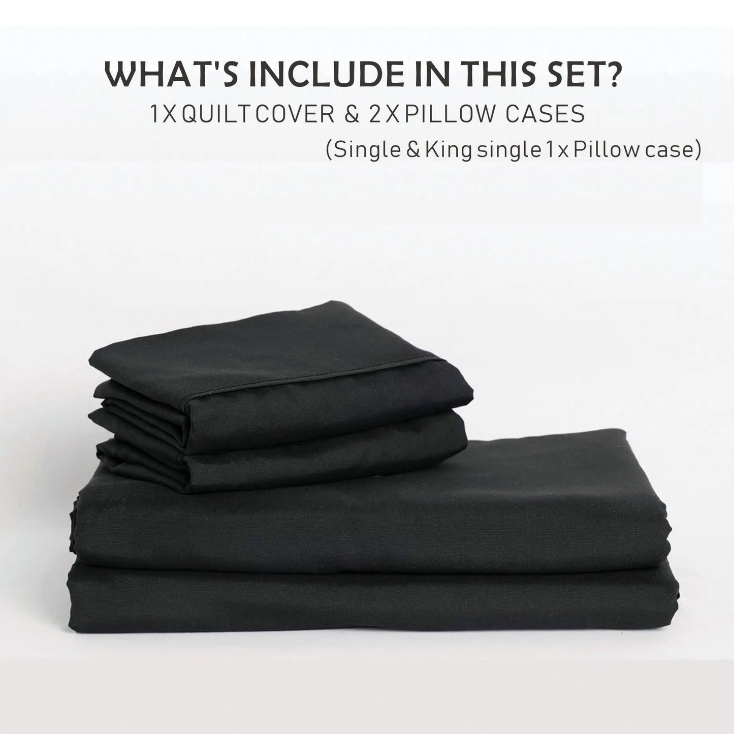3 Piece Hotel Soft Microfiber Quilt Cover Set-2000TC Duvet/Donna Cover Set & Pillowcases -1 Quilt Cover Zipper Closure & 1 x Pillowcases-Breathable Bedding - Wrinkle, Fade, Stain Resistant(Black,King) - Image 6