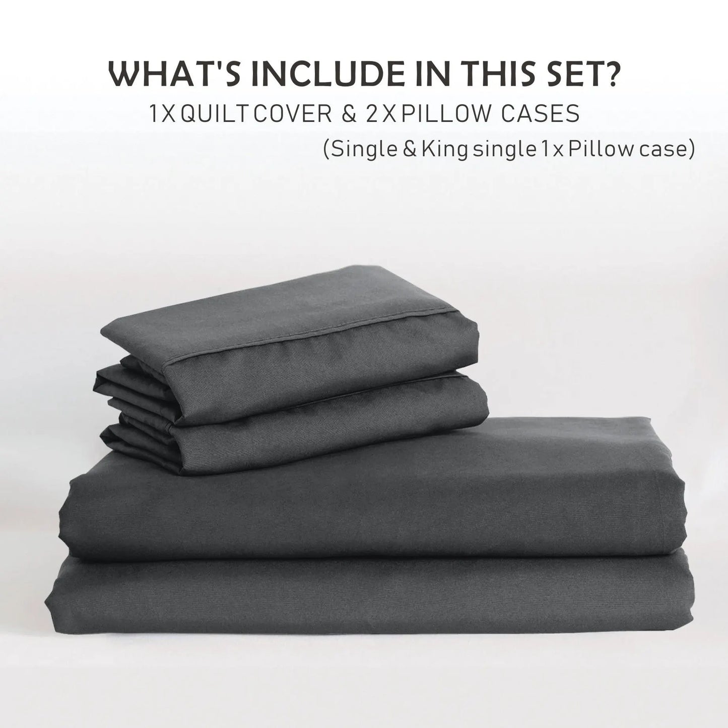 2 Piece Hotel Soft Microfiber Quilt Cover Set-2000TC Duvet/Donna Cover Set & Pillowcases -1 Quilt Cover Zipper Closure & 1 x Pillowcases-Breathable Bedding - Wrinkle, Fade, Stain Resistant(Dark gray,King Single) - Image 6