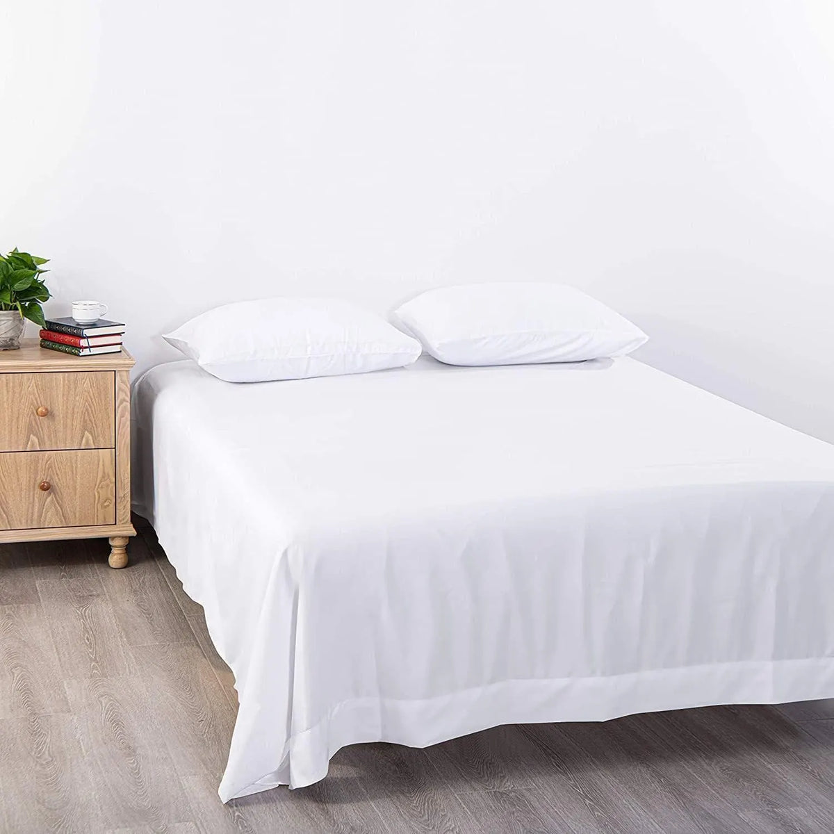 Elegant Comfort Premium Hotel Quality 1-Piece King Single Flat Sheet, Luxury and Softest 2000 Thread Count Bedding Flat Sheet(King Single,White) - Image 2