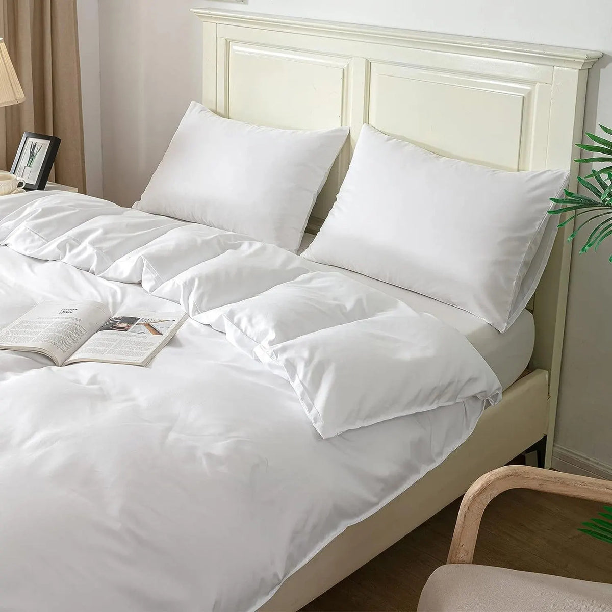 3 Piece Hotel Soft Microfiber Quilt Cover Set-2000TC Duvet/Donna Cover Set & Pillowcases -1 Quilt Cover Zipper Closure & 1 x Pillowcases-Breathable Bedding - Wrinkle, Fade, Stain Resistant(White,Super King) - Image 5