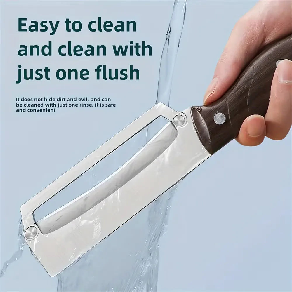 Heavy-duty stainless steel vegetable peeler and slicer - multi-functional kitchen tool with straight blade and ergonomic non-slip handle. - Image 8