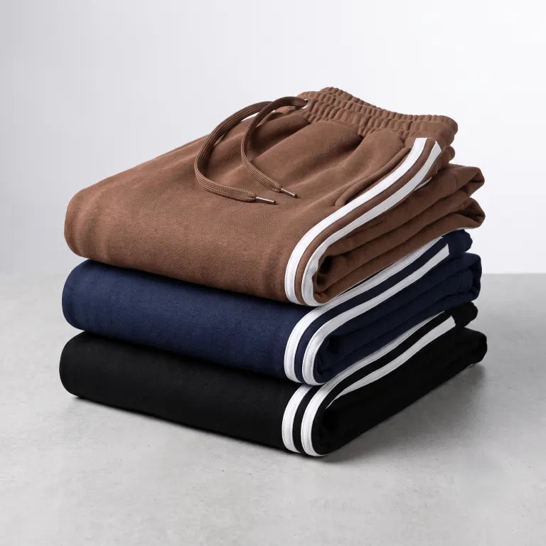 Ladies Extra Wide Leg Track Pants - Size Medium - Pack of 3 - Black, Navy, Brown with white stripes - Image 9