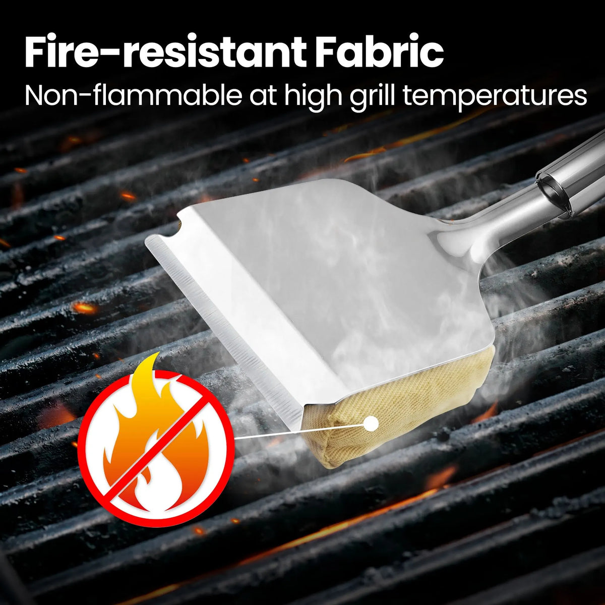 Gourmet Easy 2-IN-1 Grill Brush Cleaning Kit, Interchangeable BBQ Brush & Griddle Scraper(Yellow) - Image 5