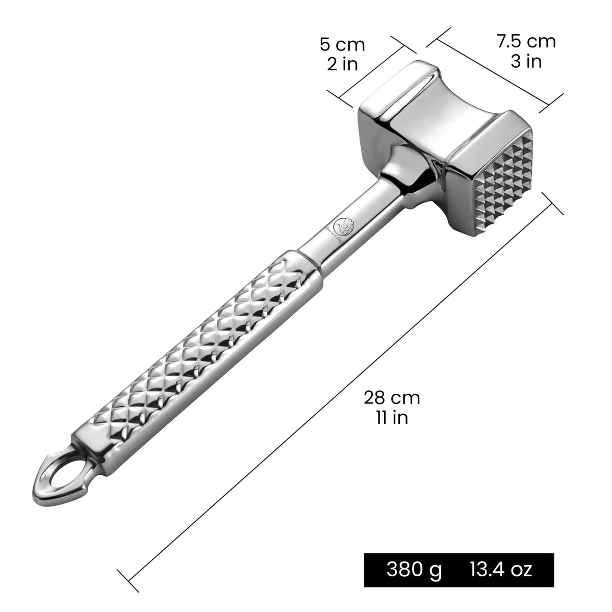 Gourmet Easy Stainless Steel Meat Tenderizer Tool, Meat Mallet, Dual-sided, Non-Slip - Image 7