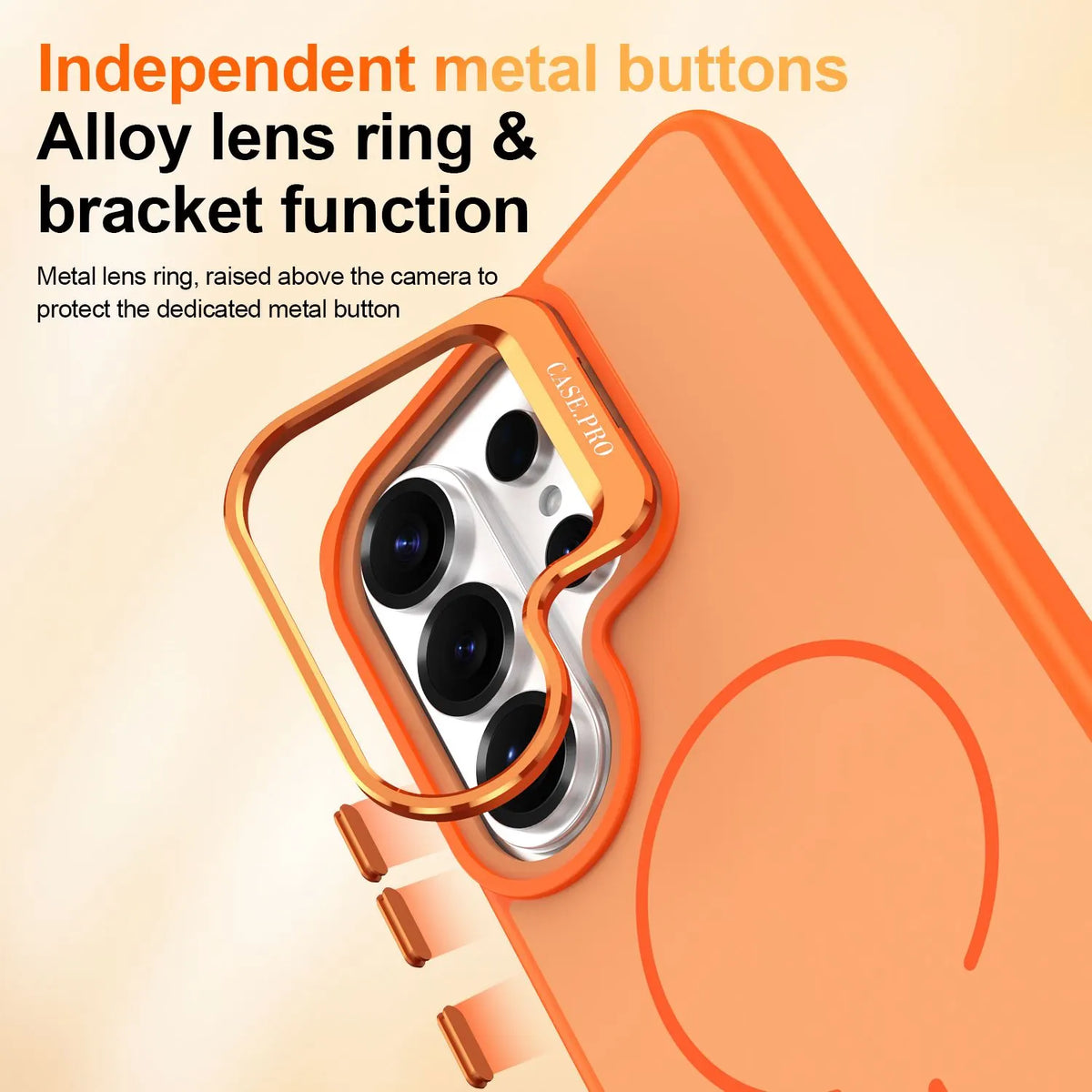 Samsung Galaxy S26 Ultra Case with Lens Kickstand, Support Wireless Charging, Military-Grade Shockproof Protection Slim Magnetic Case, Orange - Image 8