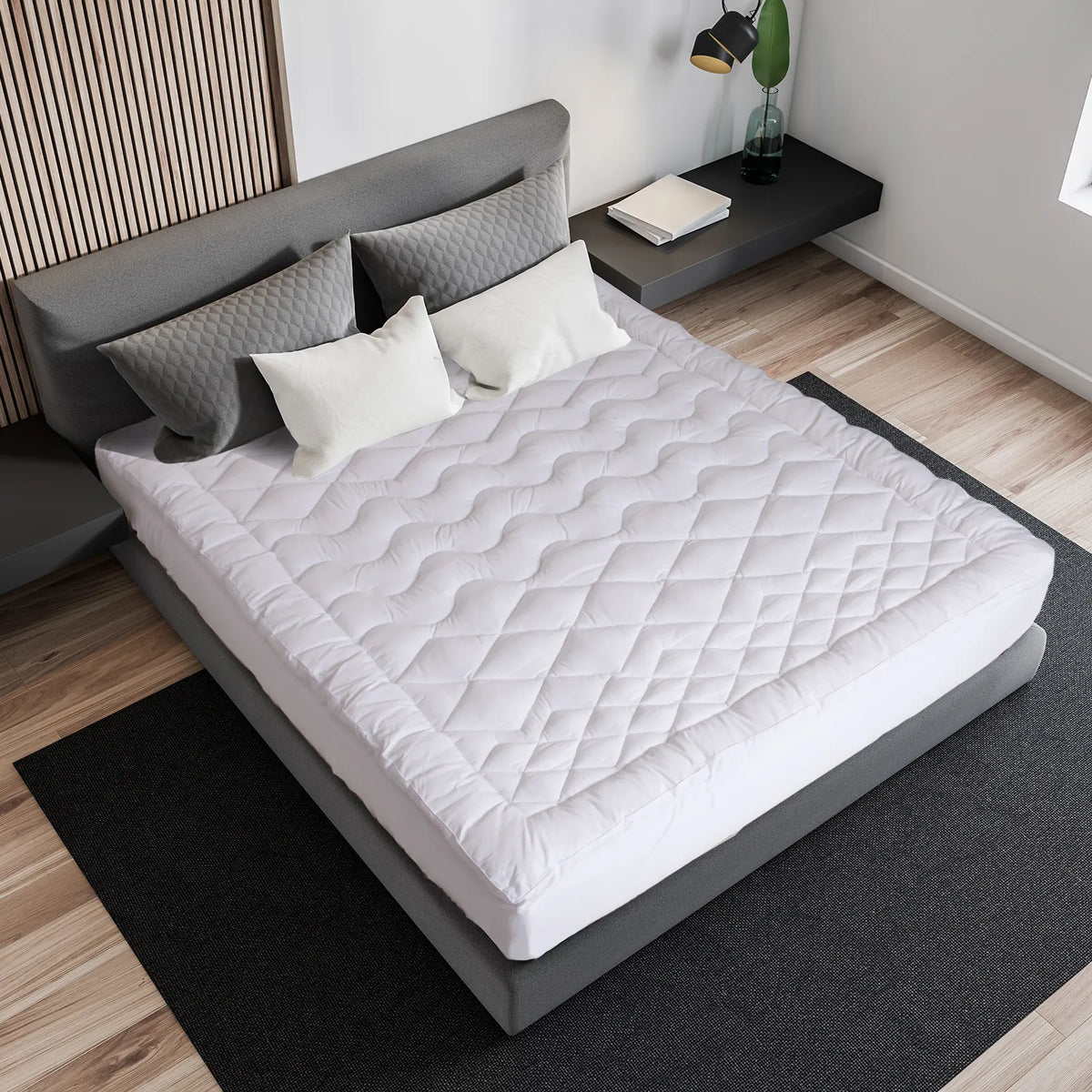 Royal Comfort 1200GSM Deluxe 7-Zone Mattress Topper Luxury Gusset Breathable - King - White - Image 9