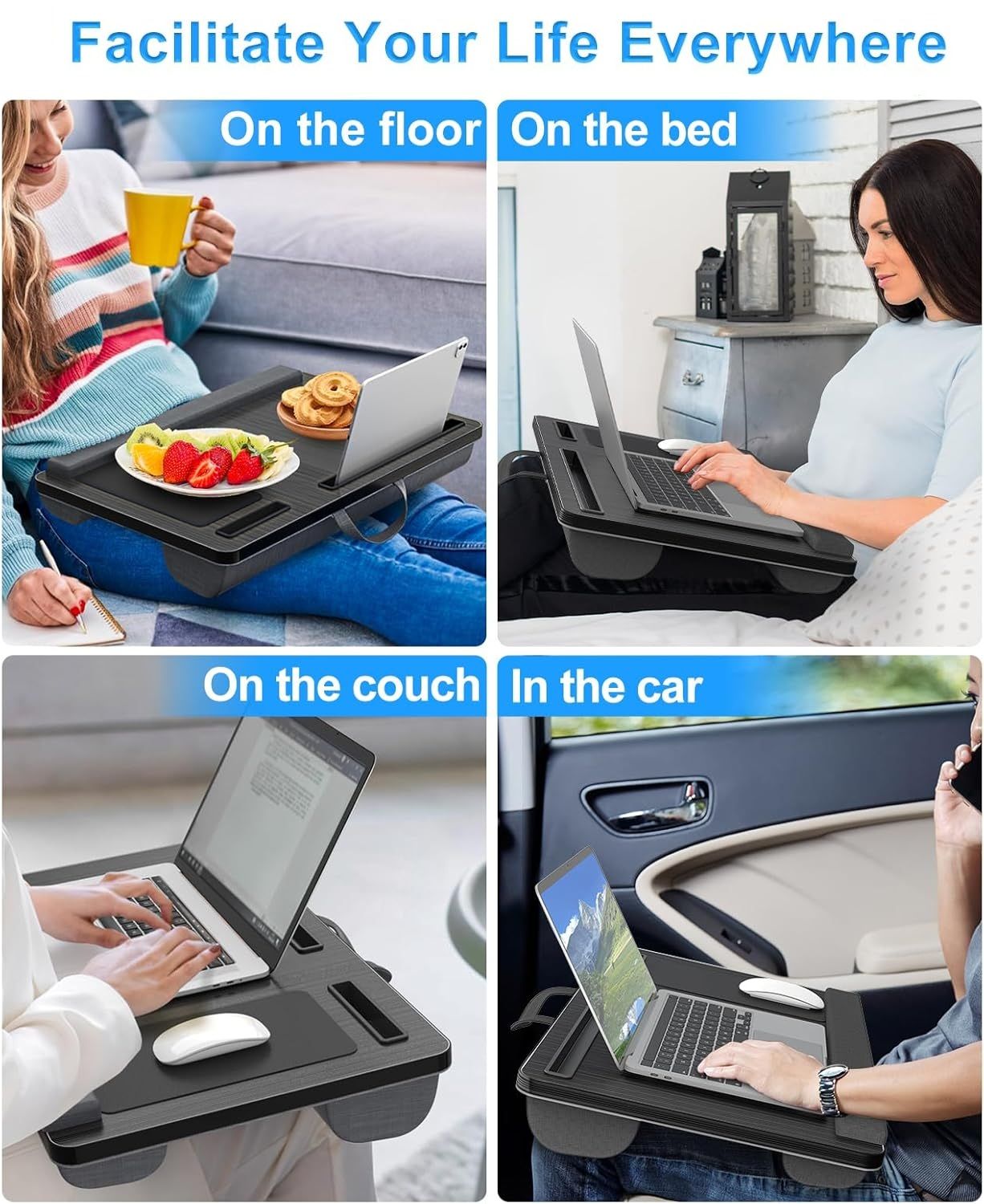 CARLA HOME Oversized Portable Lap Desk with Cushion,Mouse Pad, Tablet and Phone Holder which Fits Up to 17 Inch Laptops for Bed or Sofa (Brown) - Image 7