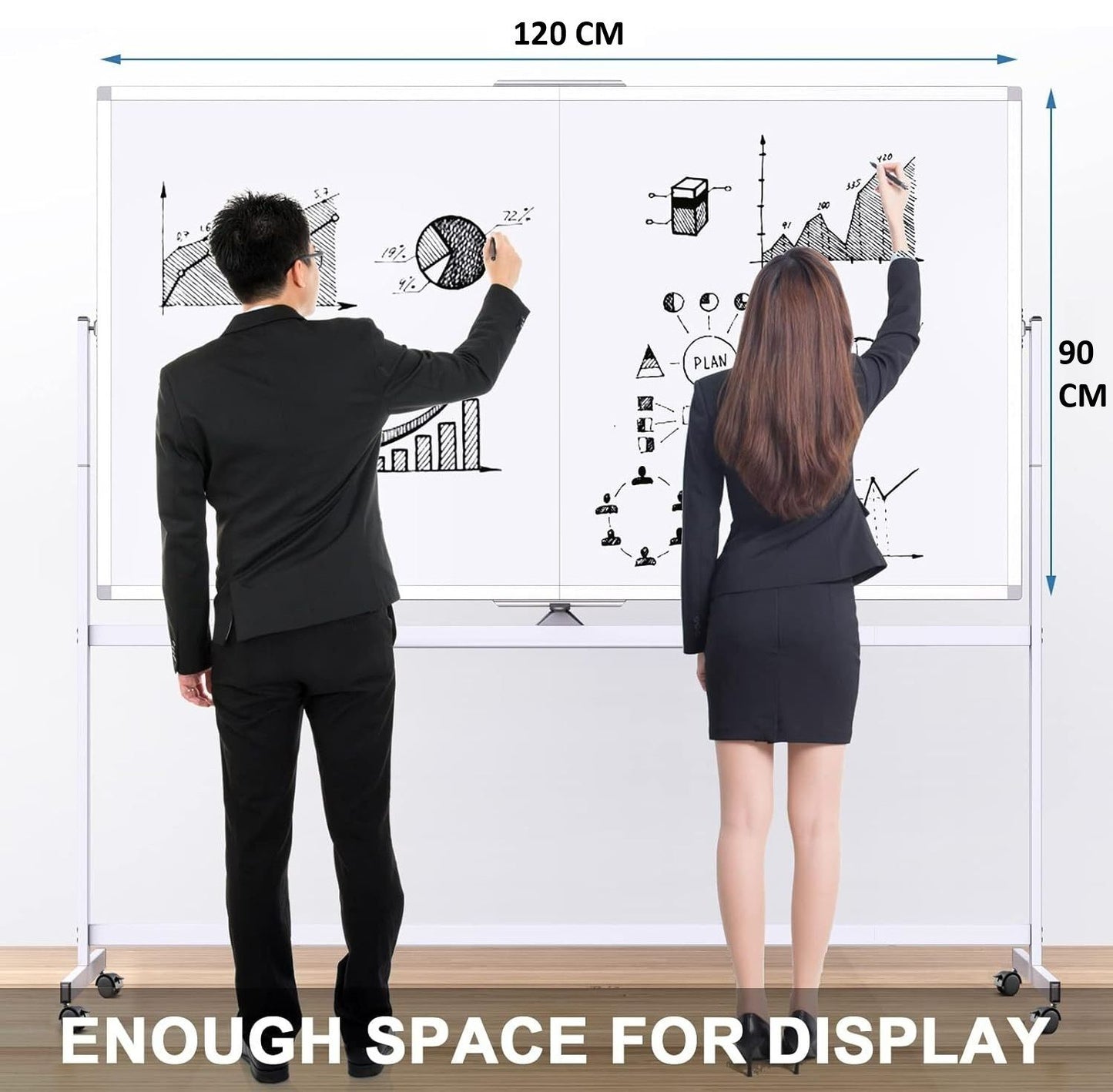 CARLA HOME Double-Sided Magnetic Whiteboard 120x90cm with Wheels, Reversible Design for School, Office & Home - Image 9