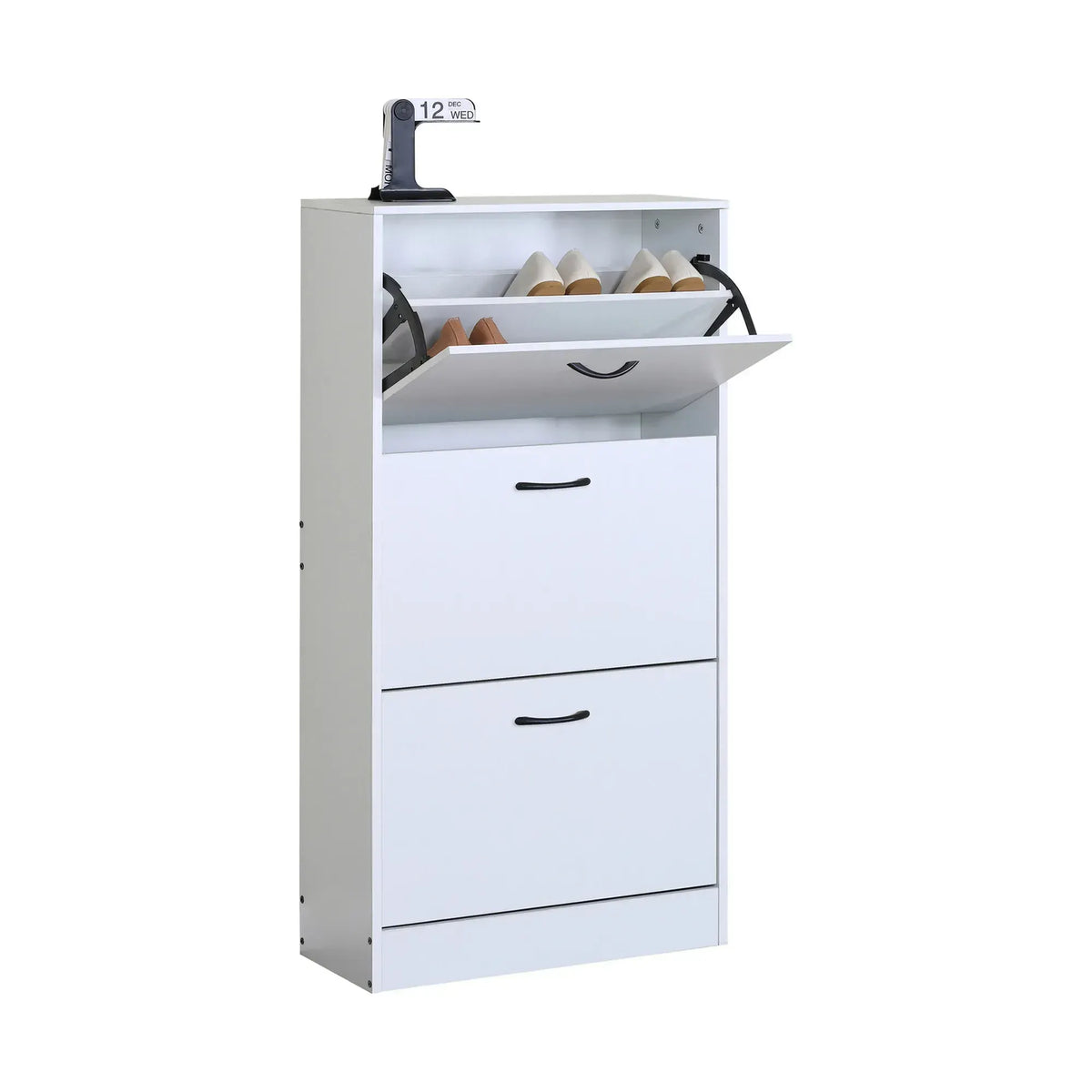 CARLA HOME 3 Flip Drawer Shoe Cabinet - Hidden Storage - Modern - Shoe Storage Cabinet - White - Image 9