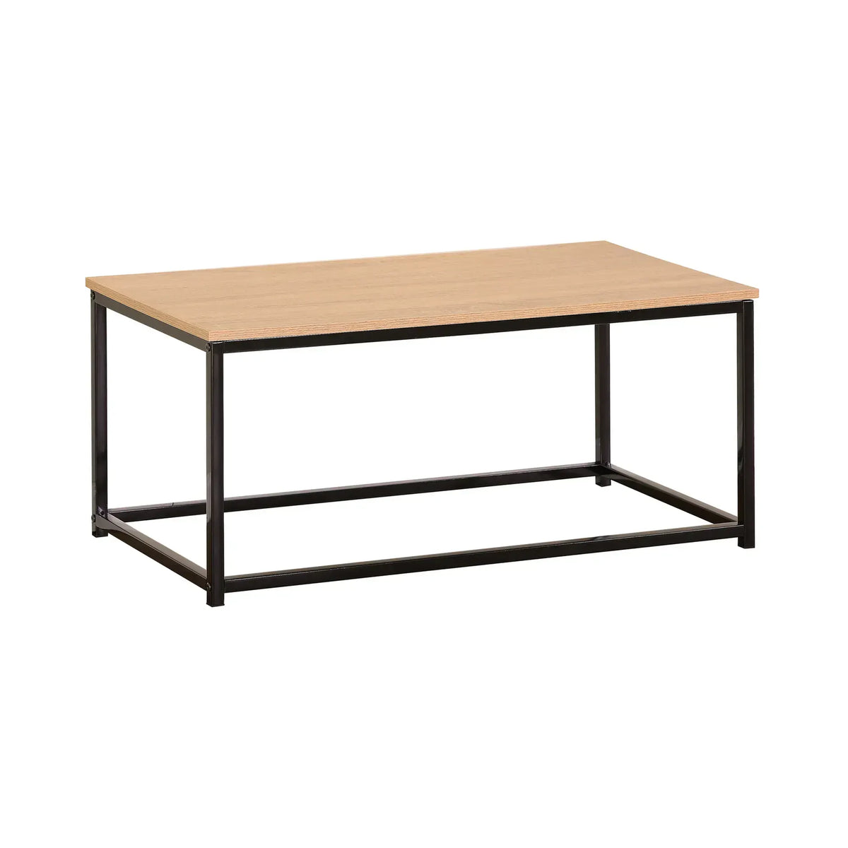 CARLA HOME Modern Rustic Coffee Table - Wood Top Metal Frame - Brown - Steel - Modern Coffee Table - Image 9