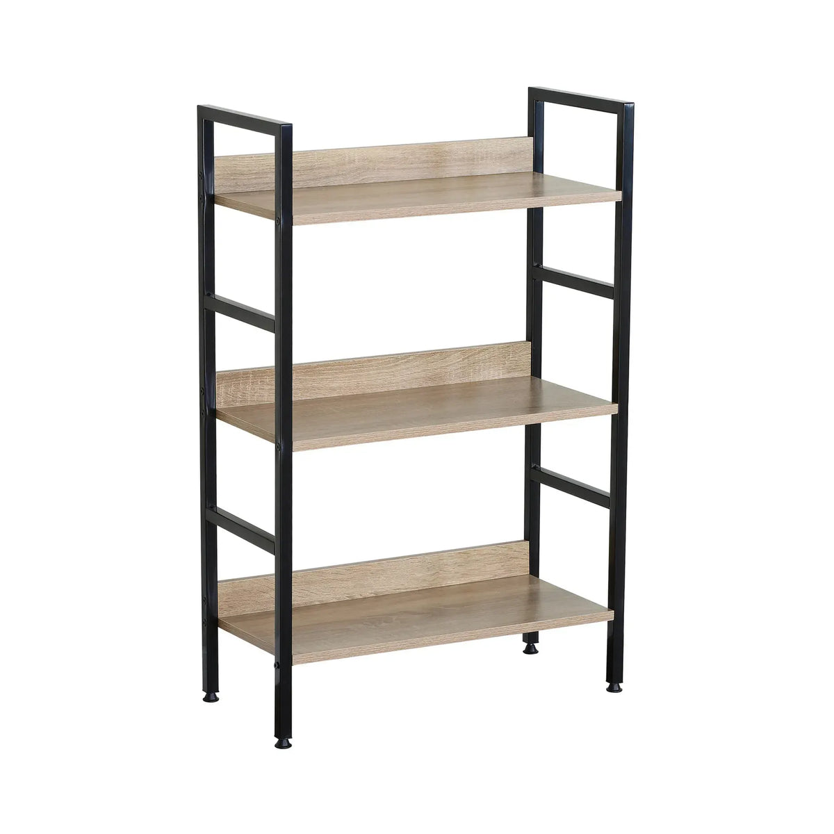 CARLA HOME 3 Tier Bookshelf - Wood Metal Display Shelf - Brown - Rustic - Steel - Living Room Office - Image 9