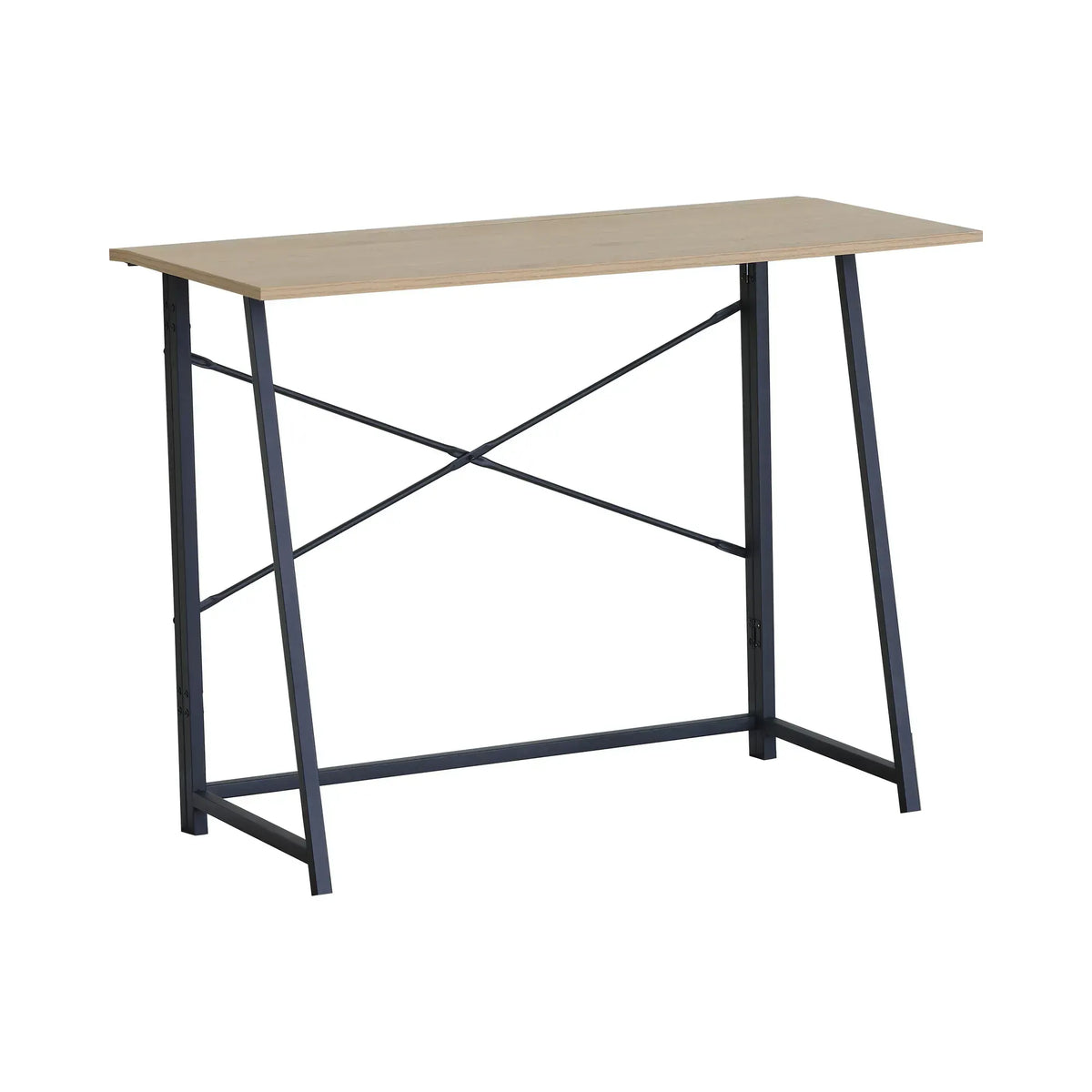 CARLA HOME Foldable Computer Desk - Oak Steel Frame Study Table - Brown - Foldable Desk - Image 9