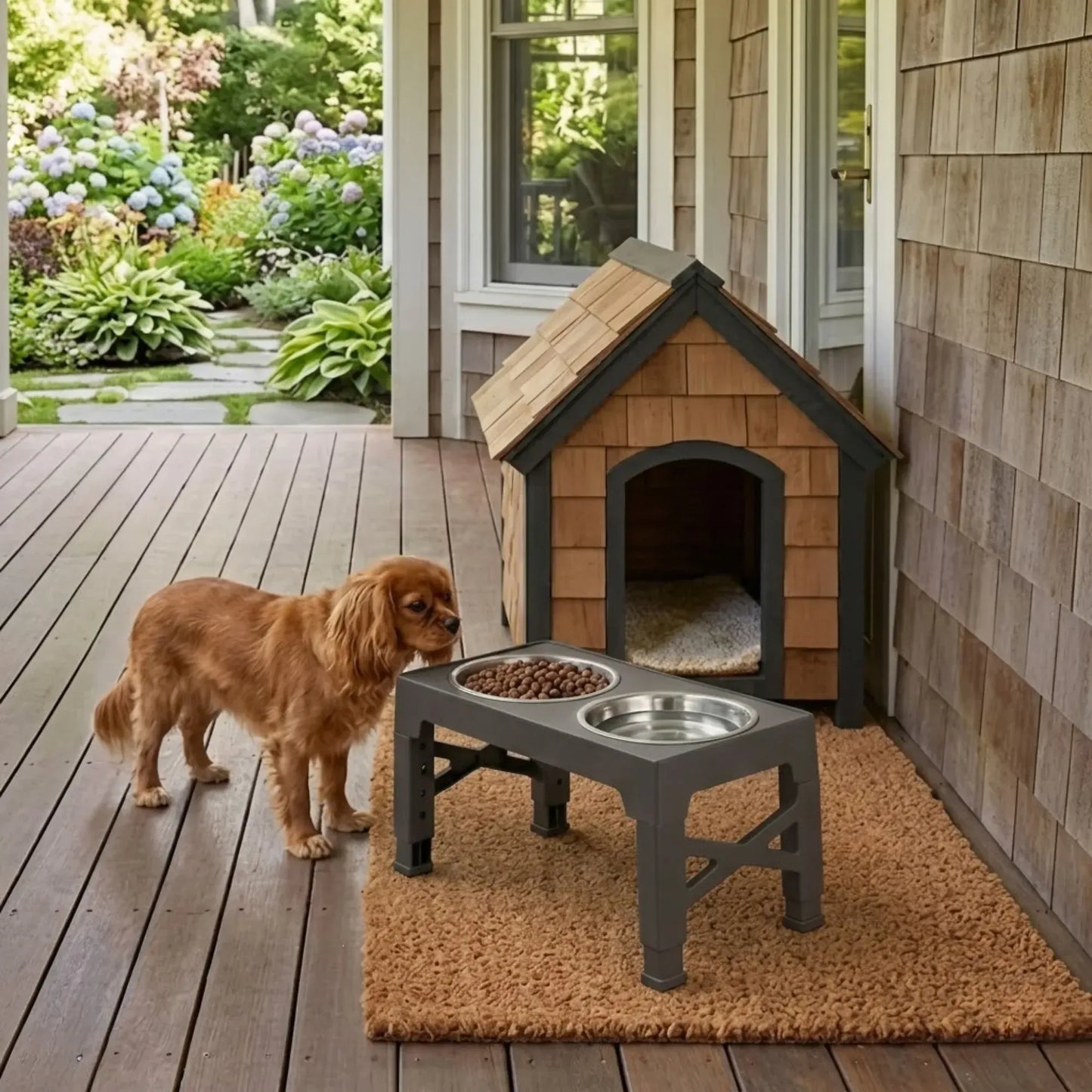 CARLA HOME Raised Dog Bowl Stand - 4 - Height Adjustable - Black - Pet Feeder - Metal - Image 9