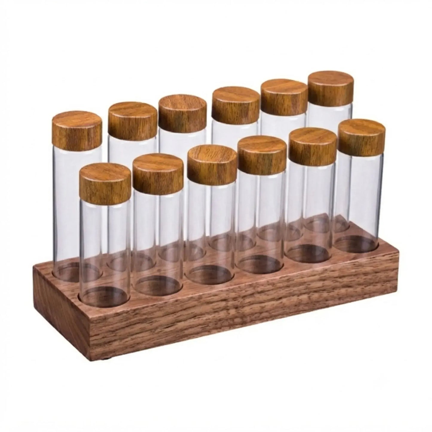 CARLA HOME Glass Coffee Bean Storage Tubes, 12 Pack Wooden Stand (60ml 20g) - Image 9